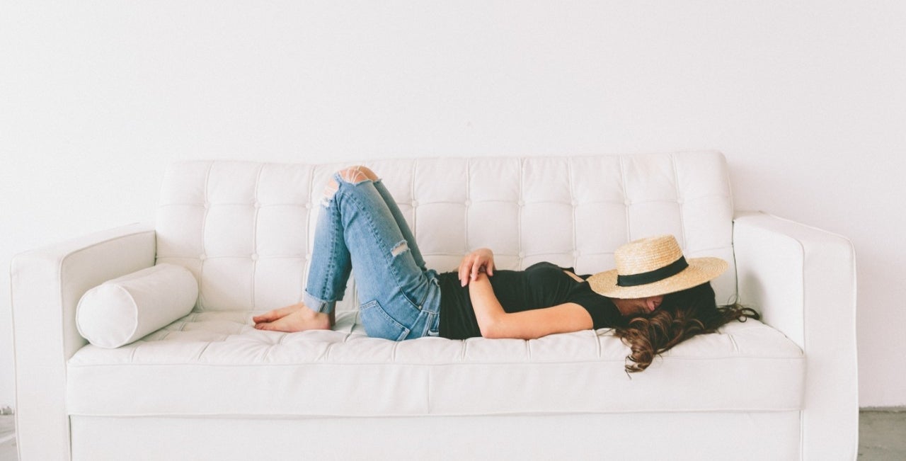 girl relaxing on a couch
